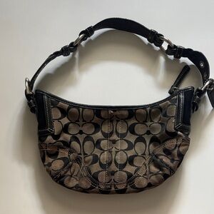 Y2K Vintage Coach Black Signature SoHo Canvas Shoulder Bag with Card holder